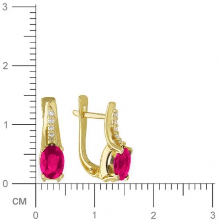 Серьги с бриллиантами, рубинами из желтого золота (арт. 821246)