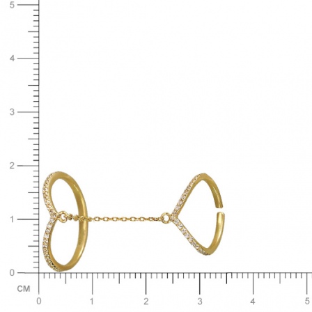 Два кольца на цепочке с фианитами из желтого золота (арт. 821696)