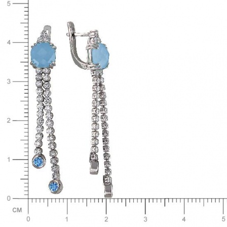 Серьги с ониксами, кристаллами swarovski из серебра (арт. 821803)