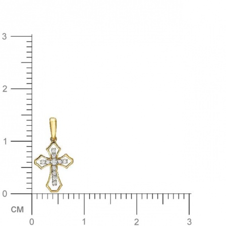 Крестик с 11 фианитами из комбинированного золота (арт. 821929)