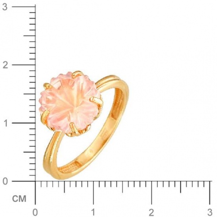 Кольцо Цветок с 1 кварцем из красного золота (арт. 821966)