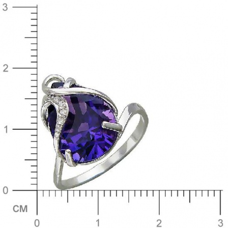 Кольцо с аметистом, фианитами из серебра (арт. 822728)