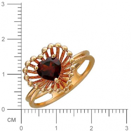 Кольцо Сердце с гранатом из красного золота (арт. 822887)