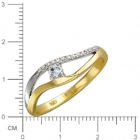 Кольцо с бриллиантами, сапфиром из желтого золота (арт. 822967)
