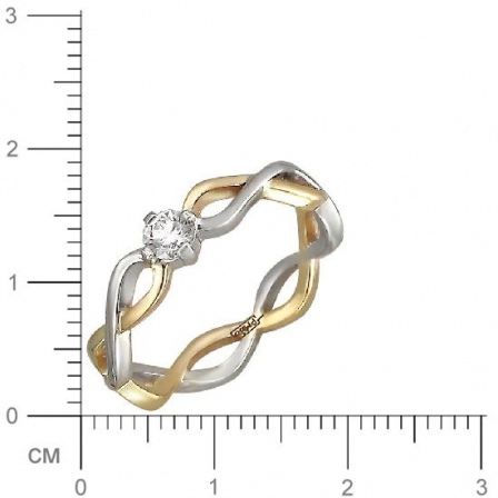 Кольцо Косичка с бриллиантом из комбинированного золота (арт. 822994)