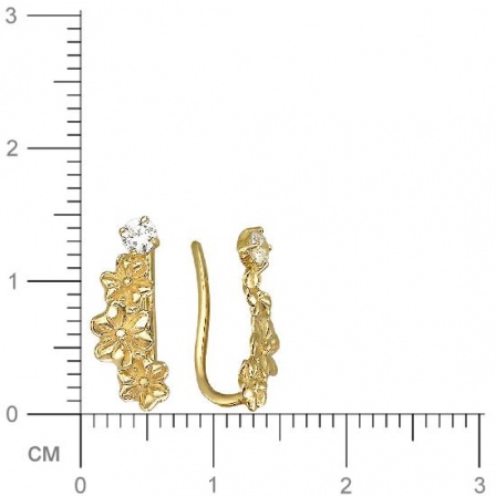 Серьги Цветы с фианитами из желтого золота (арт. 823111)