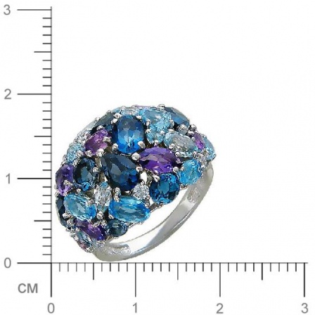 Кольцо с аметистом, топазом из серебра (арт. 823146)
