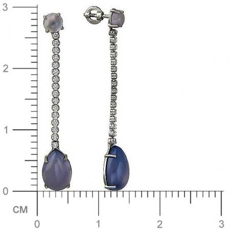 Серьги с ониксами, кристаллами swarovski из серебра (арт. 823167)
