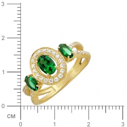 Кольцо со шпинелью, фианитами из желтого золота (арт. 823352)
