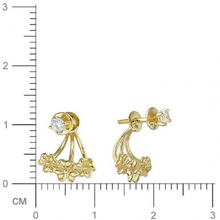 Серьги Цветы с фианитами из желтого золота (арт. 823925)