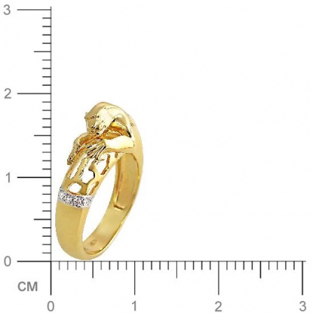 Кольцо Кошка с бриллиантами из желтого золота 750 пробы (арт. 824497)