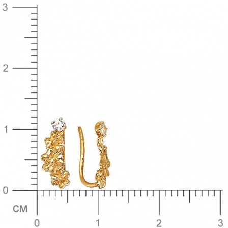 Серьги Цветы с фианитами из красного золота (арт. 825249)
