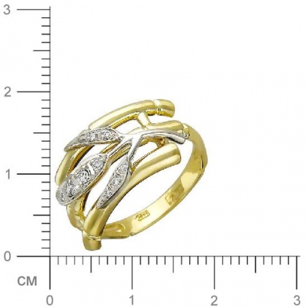 Кольцо Бамбук с фианитами из комбинированного золота (арт. 825258)