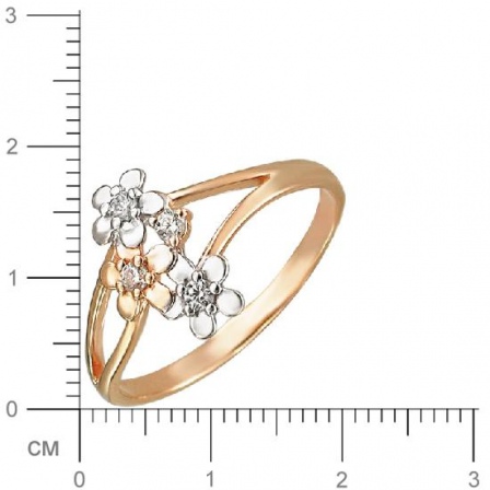 Кольцо Цветы с фианитами из красного золота (арт. 825413)