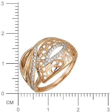 Кольцо Листики с фианитами из красного золота (арт. 825693)