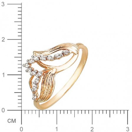 Кольцо Листики с фианитами из красного золота (арт. 825752)