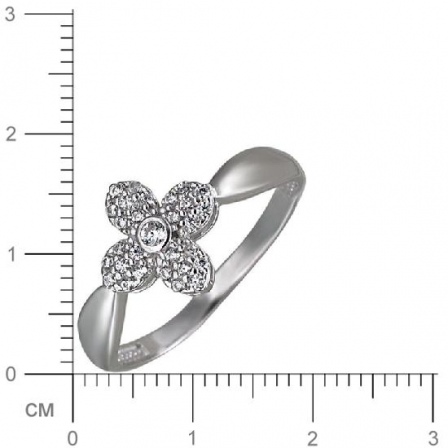 Кольцо Цветок с фианитами из серебра (арт. 826012)