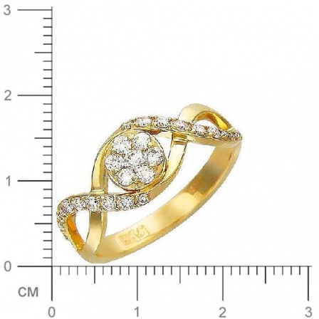 Кольцо с фианитами из желтого золота (арт. 826381)
