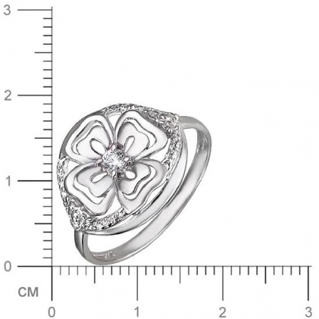 Кольцо цветок с фианитами из серебра (арт. 826606)