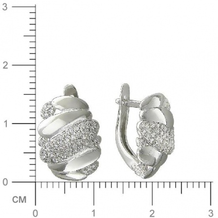 Серьги Пластины с фианитами из серебра (арт. 826753)