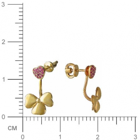 Серьги Цветы с фианитами из серебра (арт. 826873)