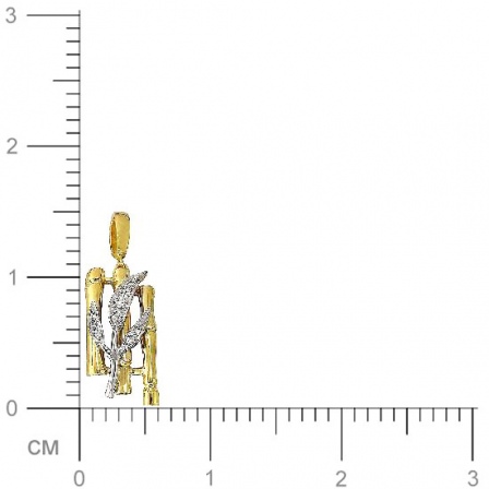 Подвеска Листики с фианитами из комбинированного золота (арт. 826935)