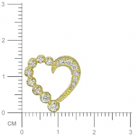 Подвеска Сердце с фианитами из желтого золота (арт. 827124)