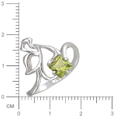 Кольцо с хризолитом из серебра (арт. 827172)
