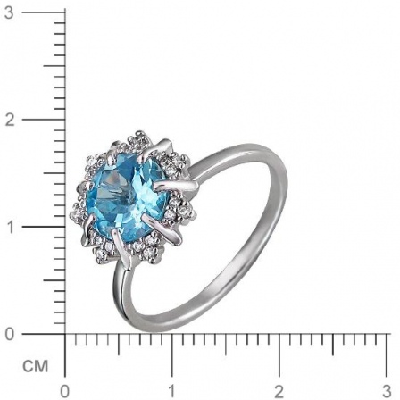 Кольцо цветок с топазом, фианитами из серебра (арт. 827183)