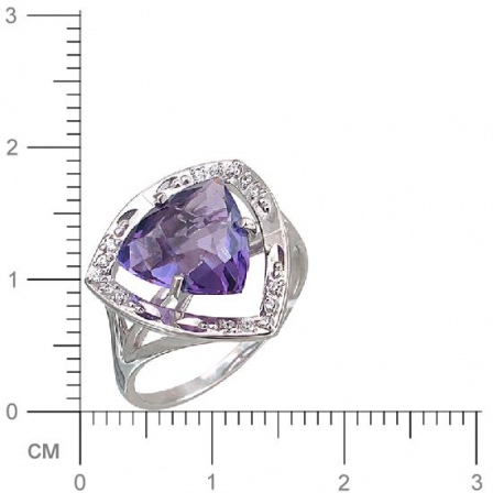 Кольцо с аметистом, фианитами из серебра (арт. 827195)