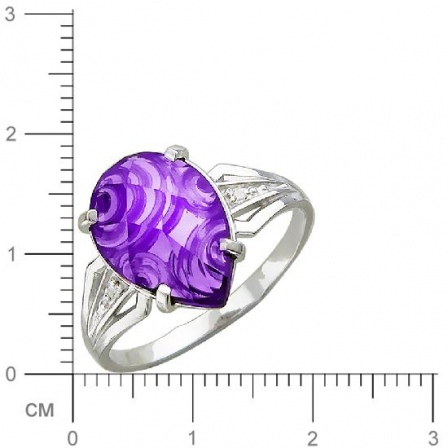 Кольцо с аметистом, фианитами из серебра (арт. 827197)