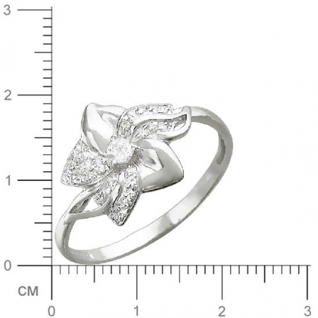 Кольцо цветок с фианитами из серебра (арт. 827311)