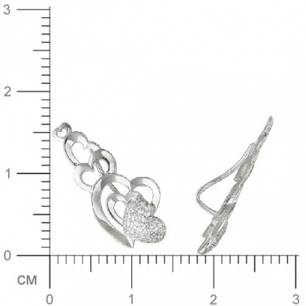 Серьги Сердечки с фианитами из серебра (арт. 827369)