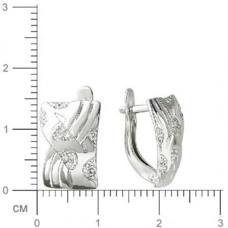 Серьги Пластины с фианитами из серебра (арт. 827392)