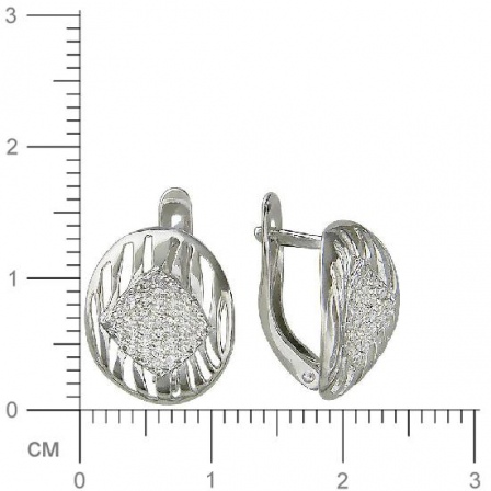 Серьги Пластины с фианитами из серебра (арт. 827393)