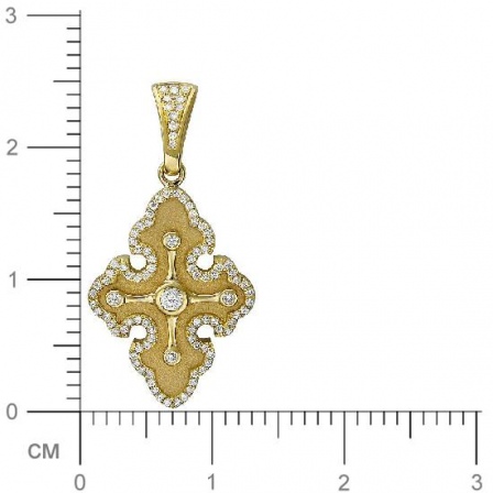Крестик с бриллиантами из желтого золота 750 пробы (арт. 827879)