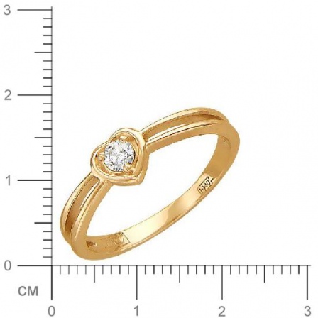 Кольцо Сердце с фианитом из красного золота (арт. 828176)