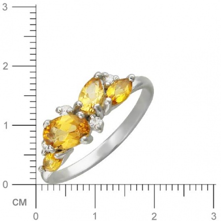 Кольцо с цитрином, фианитами из серебра (арт. 828539)