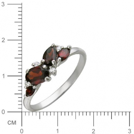 Кольцо с гранатом, фианитами из серебра (арт. 828847)