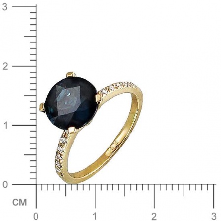 Кольцо с бриллиантами, сапфиром из желтого золота (арт. 829515)