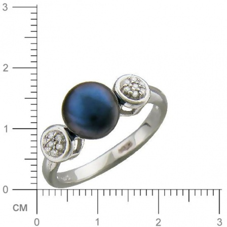 Кольцо с жемчугом, фианитами из серебра (арт. 829736)