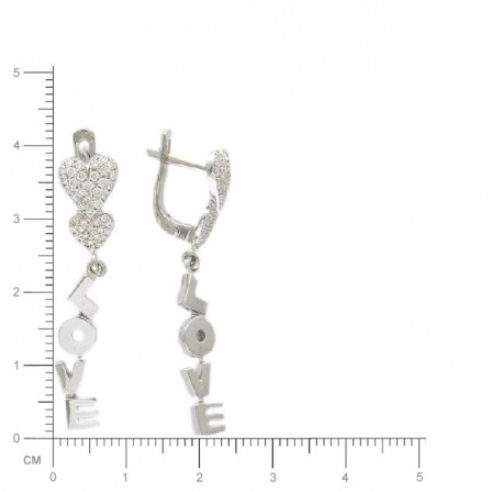 Серьги "Love" с бриллиантами из белого золота (арт. 830045)