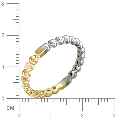 Кольцо с фианитами из комбинированного золота (арт. 830432)