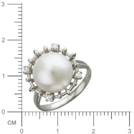 Кольцо с жемчугом, фианитами из серебра (арт. 830726)