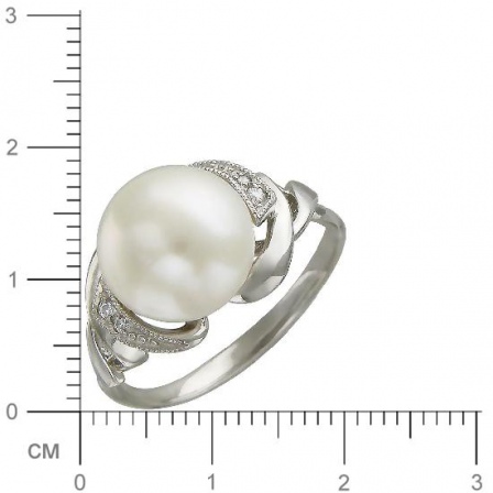 Кольцо с жемчугом, фианитами из серебра (арт. 830728)