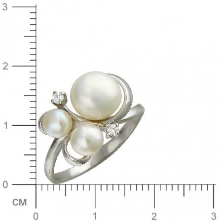 Кольцо с жемчугом, фианитами из серебра (арт. 830731)