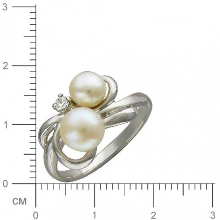 Кольцо с жемчугом, фианитом из серебра (арт. 830732)