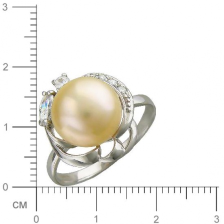 Кольцо с жемчугом, фианитами из серебра (арт. 830733)