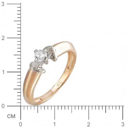 Кольцо с фианитом из комбинированного золота (арт. 831356)