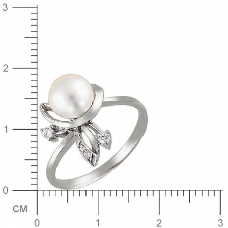 Кольцо с жемчугом, фианитами из серебра (арт. 831437)